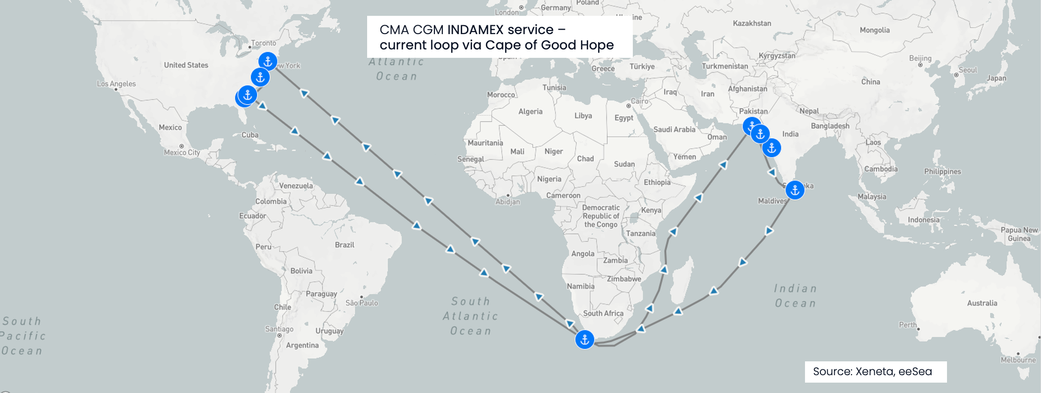 Attachment 1 - CMA CGM INDAMEX service – current loop via Cape of Good Hope