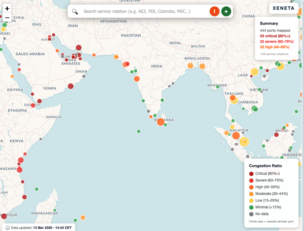 Congestion map 13 March 26
