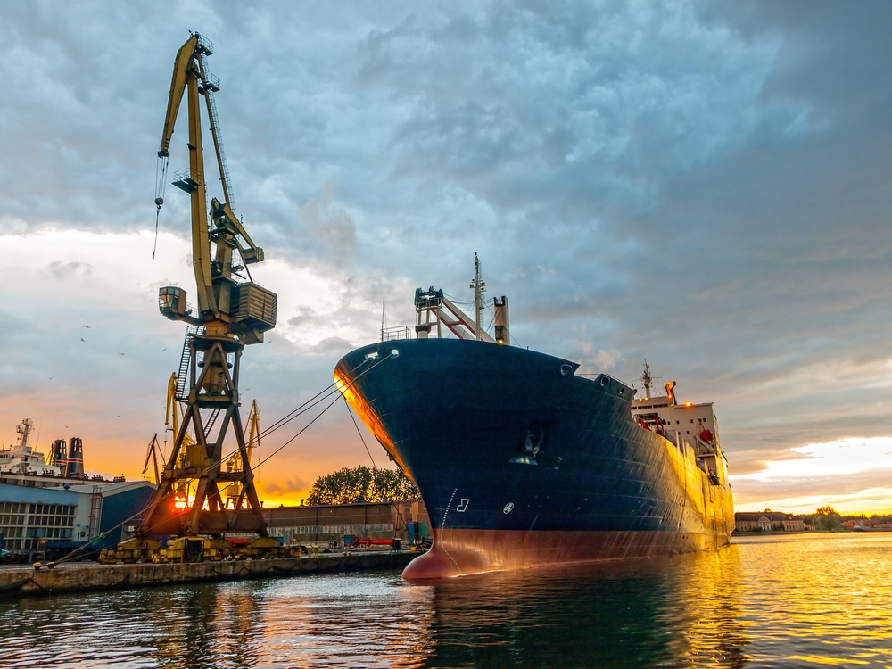 Container ship at port