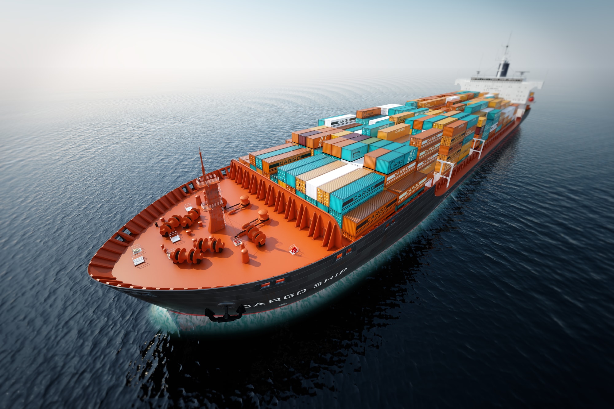 cargo container ship compressed