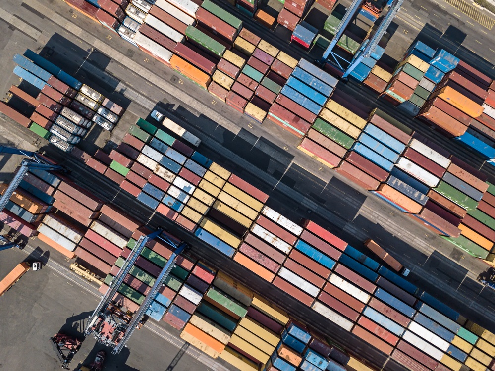 Warehouse with many containers