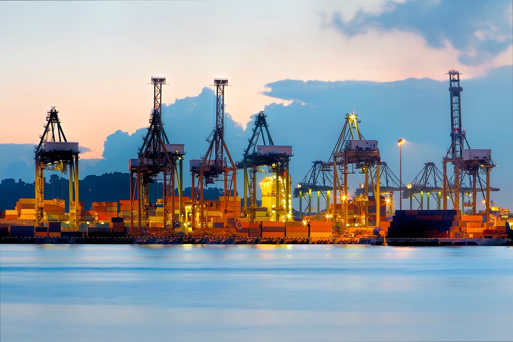 container port terminal dusk