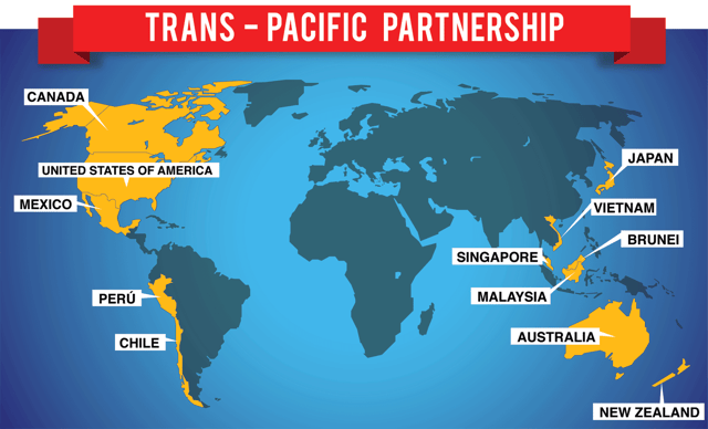 Infographic of the countries within the Trans Pacific Partnership