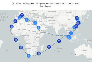 CMA CGM adds new eastbound Suez Canal voyages across MED2, FAL1, and INDAMEX in 2026. Explore vessel forecasts and reliability implications with Xeneta and eeSea.