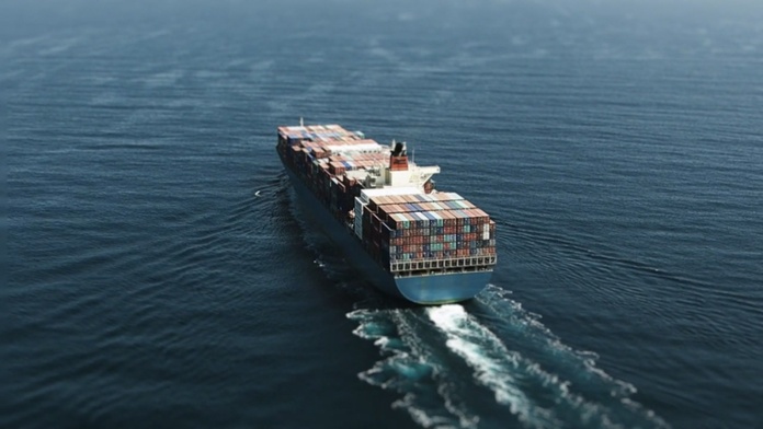 container ship in ocean